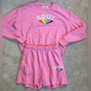 Soul Cycle 2 Piece Pride Month Sweatshirt and Shorts Outfit